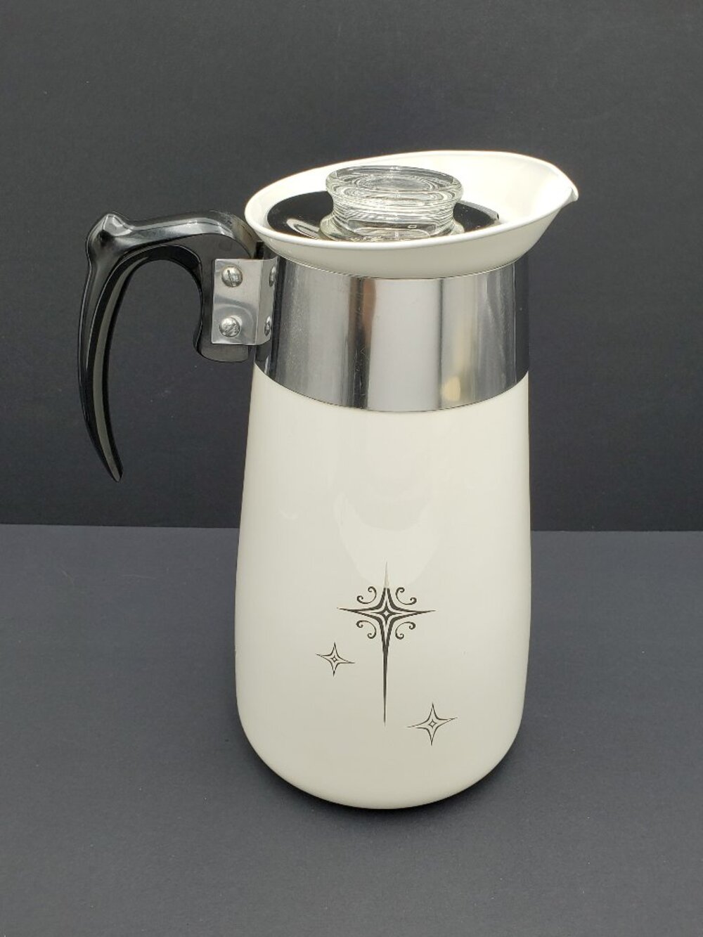Corningware Platinum Starburst 8 Cup Stovetop Percolator Complete 5 Pieces